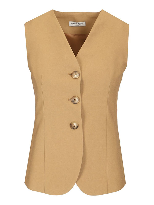 3-Button Twill Vest Jackets Brown