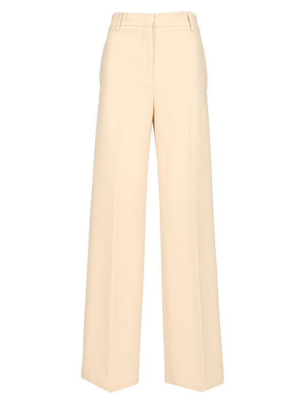 Stretch Cady Palazzo Trousers Beige