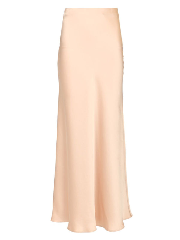 Satin Long Skirt Skirts Beige
