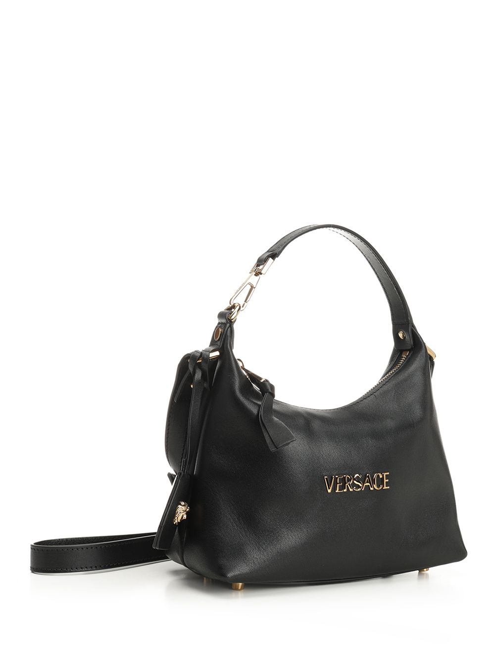 Versace Versace Tag Hobo Bag Handbags - Black | e6911eb1b02d627e2acd5c2ab8057497bc08ee24