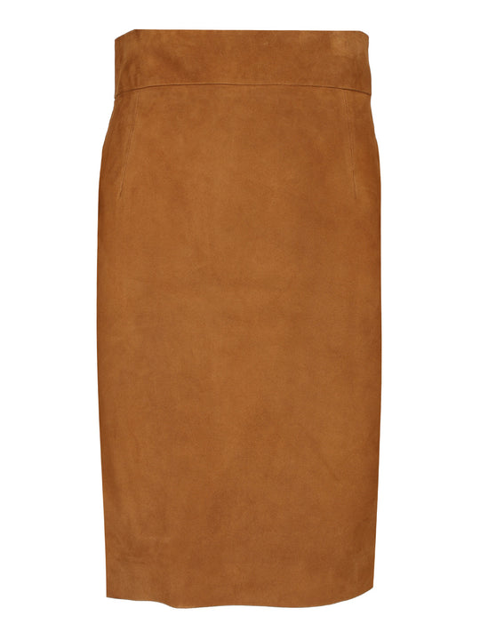 Suede Midi Skirt Skirts Brown
