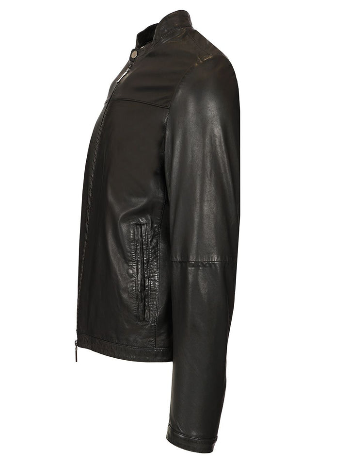 Al Duca D'Aosta Black Leather Biker Jackets - Black | c469a7ebba1f48ad6bd588247af870fedbdb6ff5