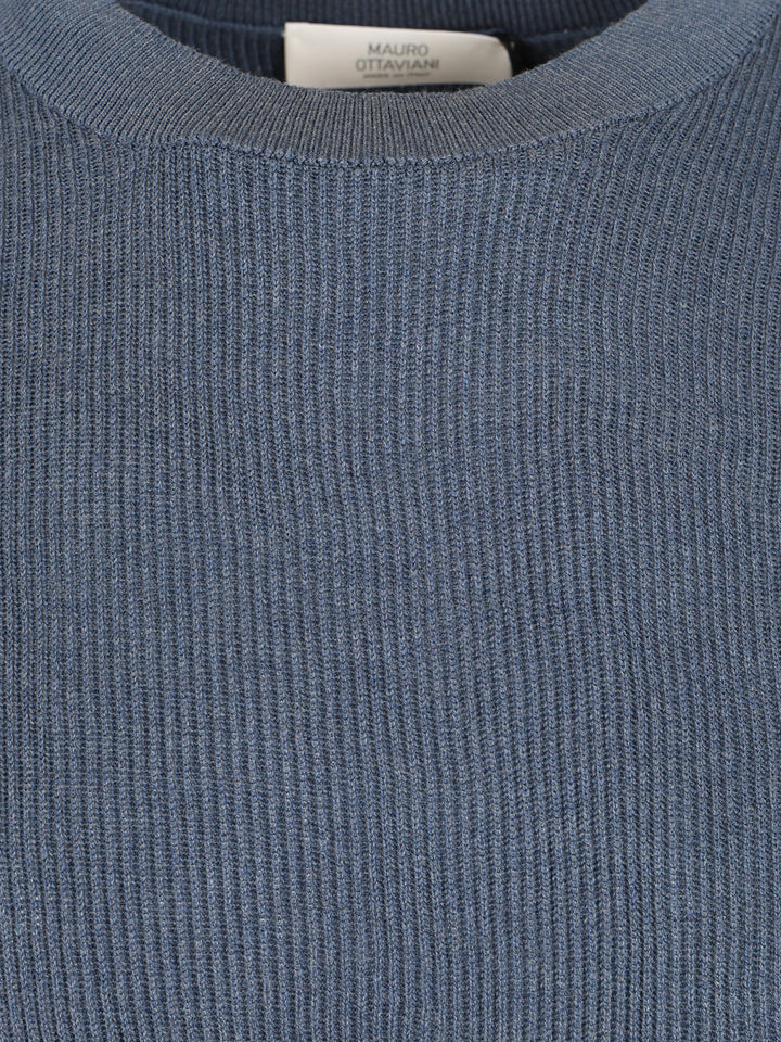 Mauro Ottaviani Ribbed T-Shirt - Blue | f718c36349f21ad24130dbcd1108e5e2210c7f94