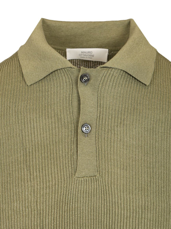 Mauro Ottaviani Ribbed Polo shirt - Green | aedb5bf898b8c666017a36c906c6e17de1dd4c1f