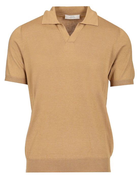 Knitted Jersey Polo Shirt Beige