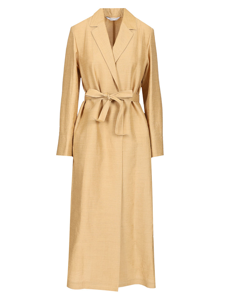 Max Mara Linen And Silk Canvas Overcoat Dresses - Gold | d3d03d1429d8d72021b41edd7099de6eeeb283c6