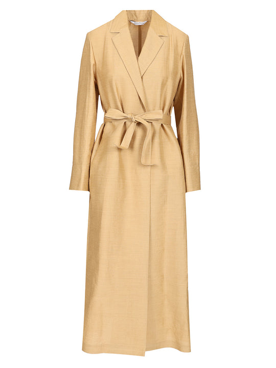 Linen And Silk Canvas Overcoat Dresses Gold