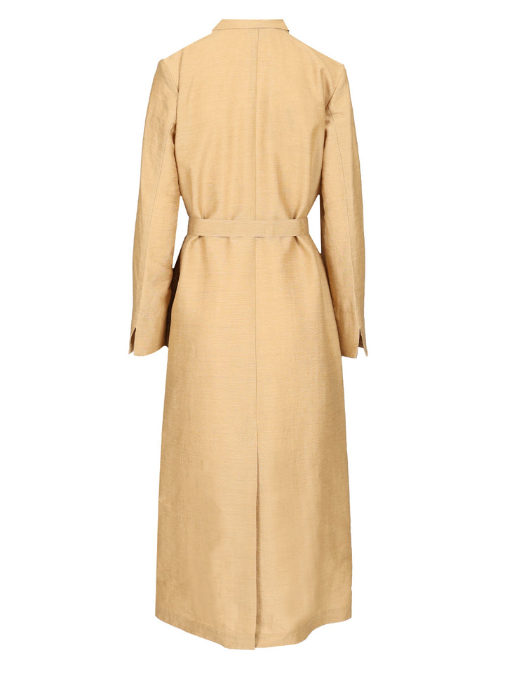Max Mara Linen And Silk Canvas Overcoat Dresses - Gold | 94dbf737511403a5b3f55b9be4bc98e18d5aabf3