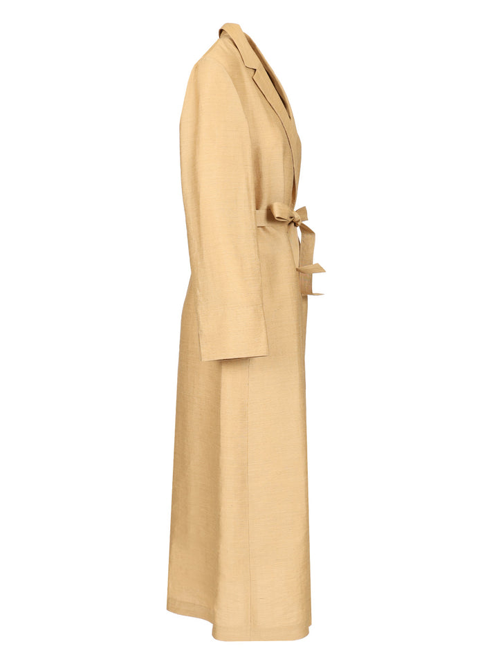 Max Mara Linen And Silk Canvas Overcoat Dresses - Gold | cdc10ed5bcc2163ce8c3a87036eaf772b6203630