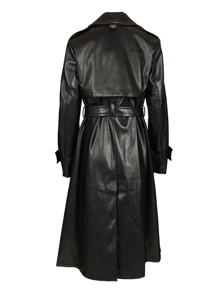 Acne Studios Long Leather Trench Coat Coats - Black | f5ee3815ffb0ac20b9c6c82a79d181aed38f7f2a