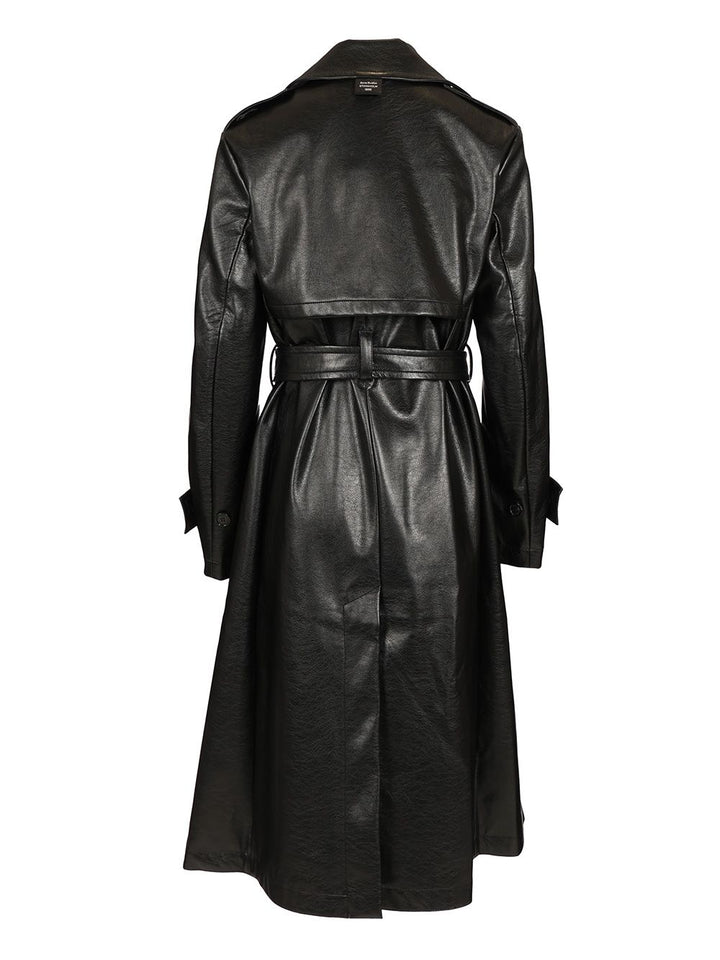 Acne Studios Long Leather Trench Coat Coats - Black | 6b188ba5c5acbd2d816819a56da64a2bcefb54f9