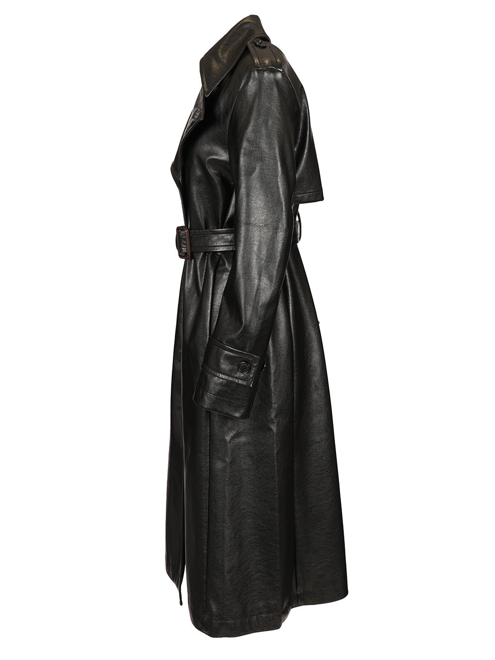 Acne Studios Long Leather Trench Coat Coats - Black | 03202a2e2d0cc3acd6045576d960080c2c54a0e9