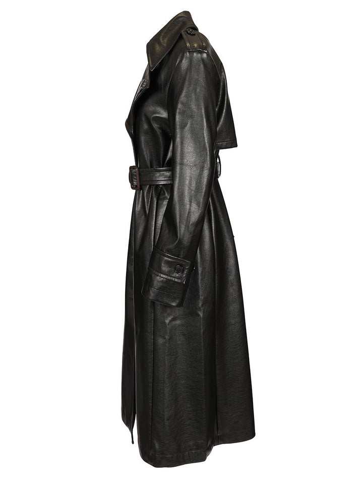 Acne Studios Long Leather Trench Coat Coats - Black | 412400a82bc1e4f5a00b4f8c9980a259679f8202