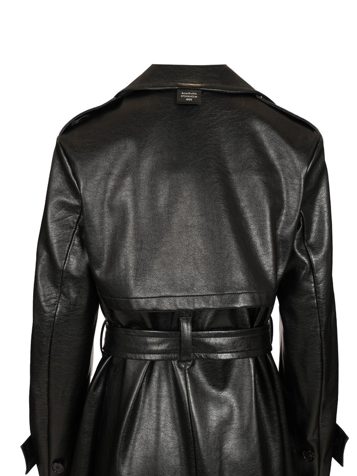 Acne Studios Long Leather Trench Coat Coats - Black | 5a75e416556bb2d68918a8ea276de614b2a01f85