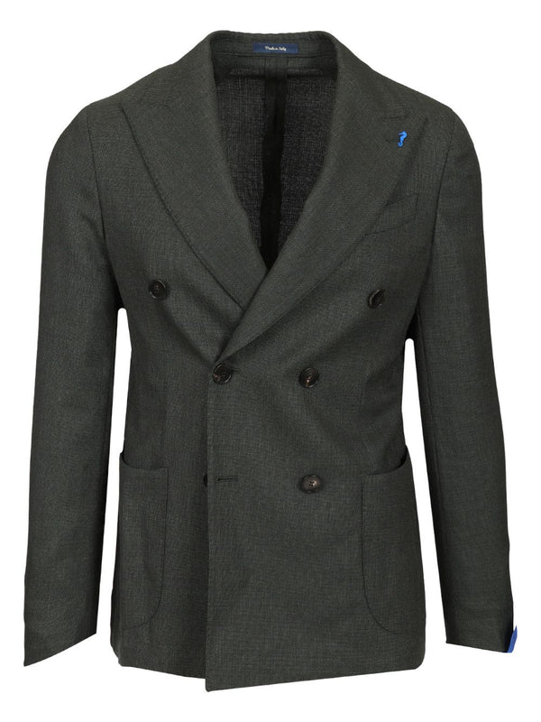 Double-Breasted Wool Blazer Jackets Green