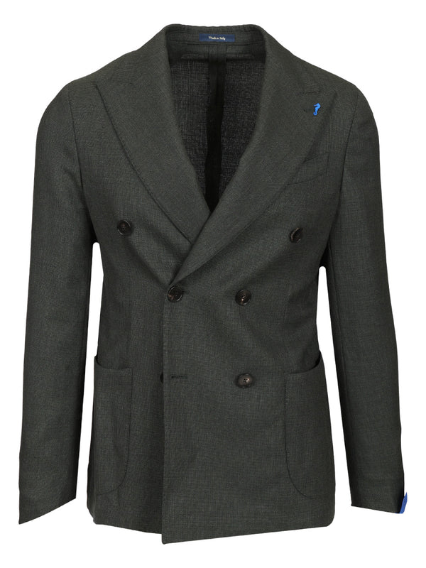 Double-Breasted Wool Blazer Jackets Green