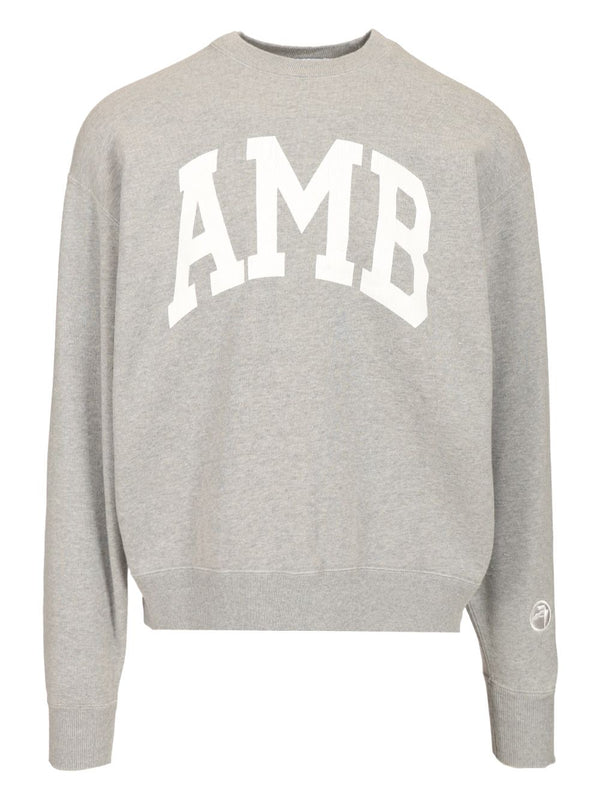 Sweat-shirt en coton ras-du-cou gris