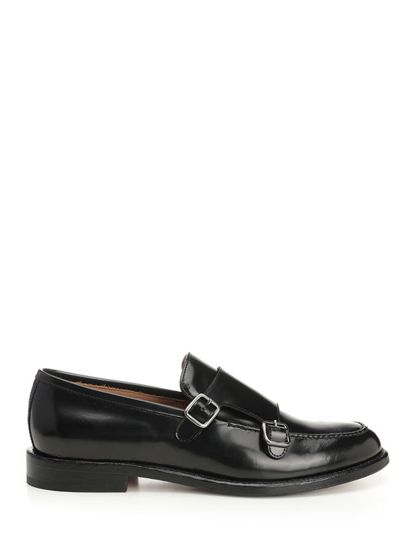 Double Buckle Moccasin Loafers Black