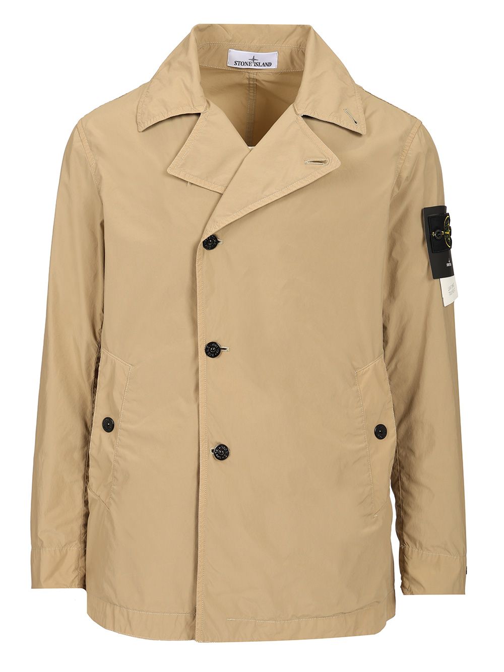 Stone Island Short Nylon Trench Coat Jackets - Beige | 736c05f3bfa91b655bd664d67250dfbd846c77ed