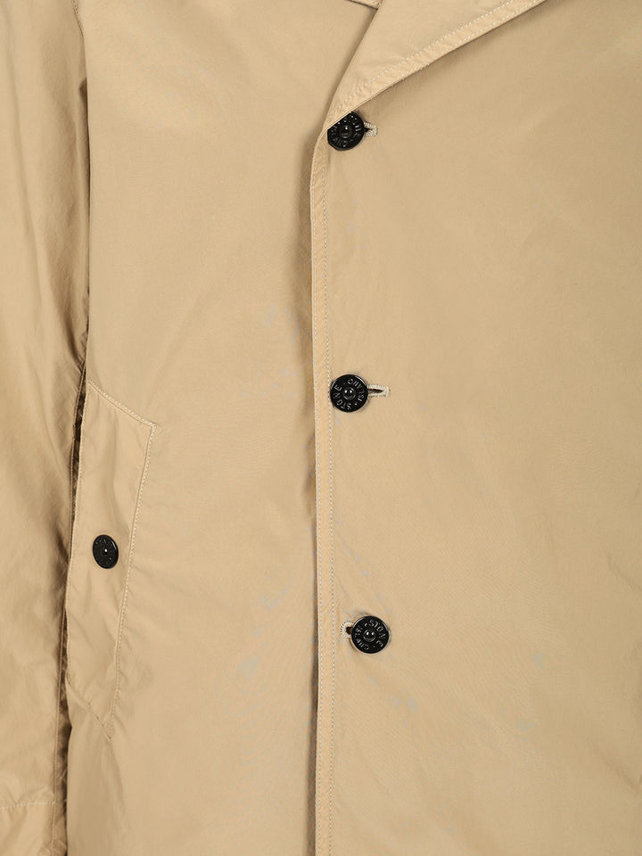 Stone Island Short Nylon Trench Coat Coats - Beige | 63c9f9bc664c0ee81b99b54b5ed483332a12f81c