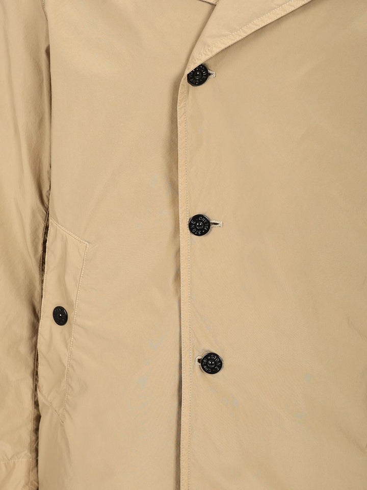 Stone Island Short Nylon Trench Coat Jackets - Beige | e723bb46b0aeb062afab64a021c9d10975cd17c8