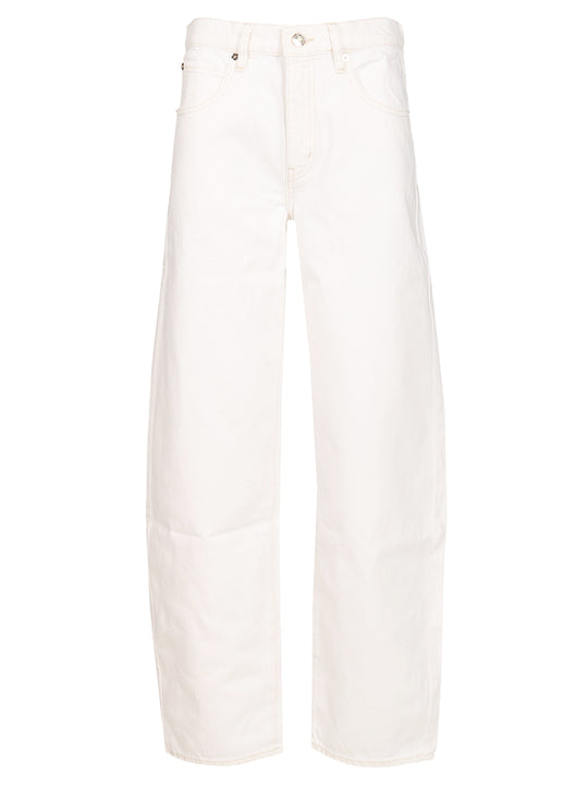 Low Slung Barrel Jeans White