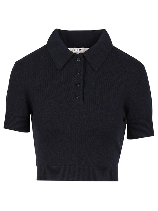 Wool And Cashmere Polo Shirt Blue