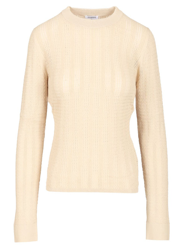 Long Sleeve Knitted Shirt Tops Beige