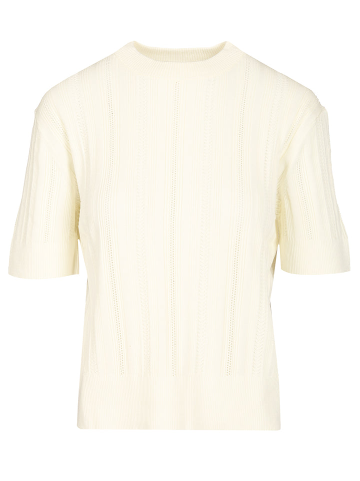 Filippa K Braid Knit T-Shirt - White | ff47b6e942a82dae6a0533924a9a09c080521c48