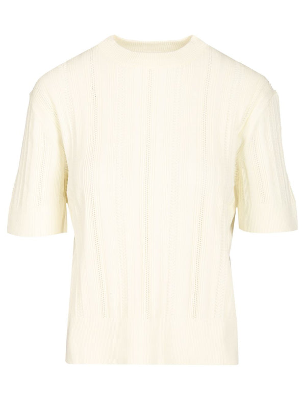 Braid Knit T-Shirt White