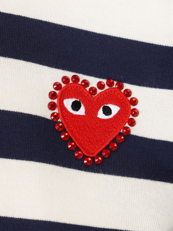 Comme Des Garcons Play Striped Cotton Sweater T-Shirt - Multicolor | 15f91a717f4008a556b73166f3b54f1f6b6a4a9d