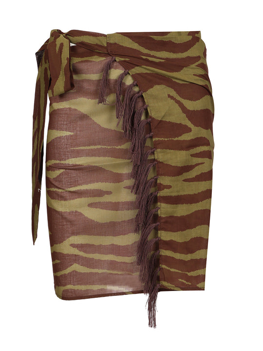 Zebra Print Pareo Skirts Brown