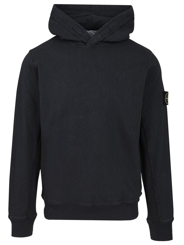 Stone Island Cotton Hoodie Sweatshirts - Blue | 97248bcad7038b7302bcb07aef9e5b0c756729ee