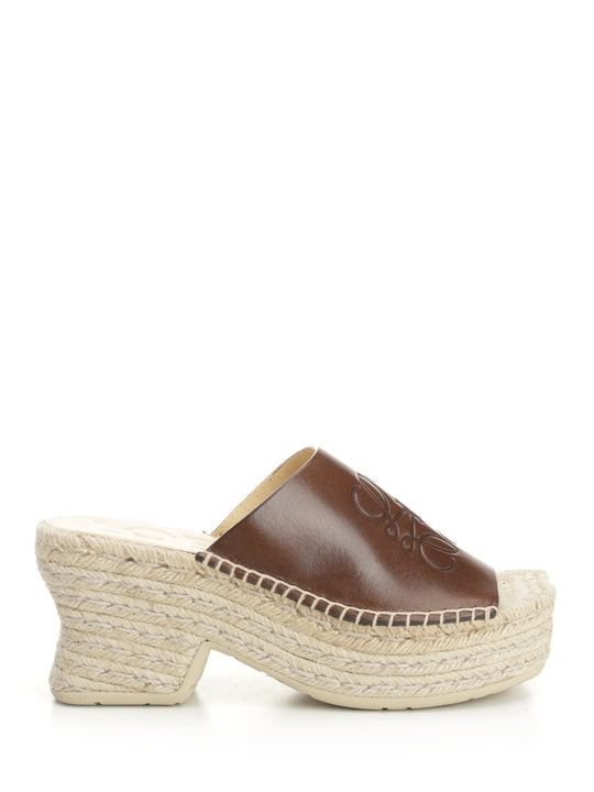 Petal Platform Espadrilles In Vegetable Tanned Calfskin Sandals Brown