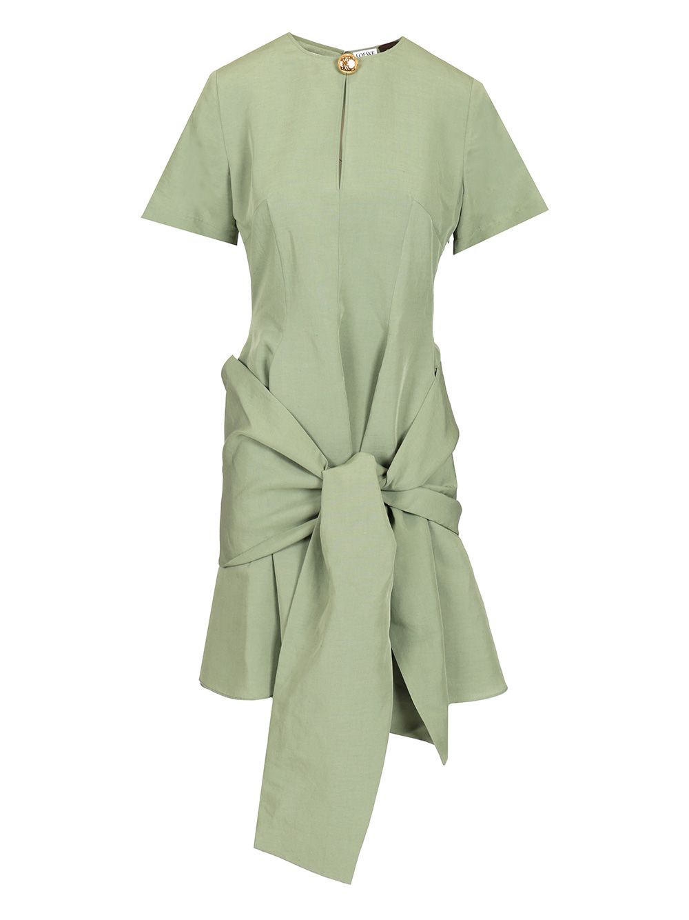 Loewe Pebble Dress In Viscose And Linen Dresses - Green | 40978aa08a119f205b42ef5dcd33976c469df57d
