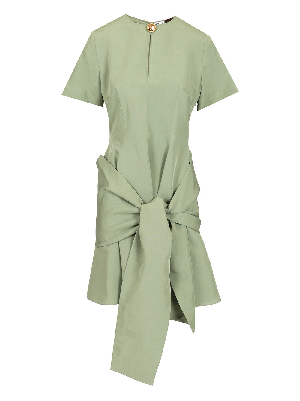 Loewe Pebble Dress In Viscose And Linen Dresses - Green | 62d6a877994981ac8fadd3585dd219f3195d3d43