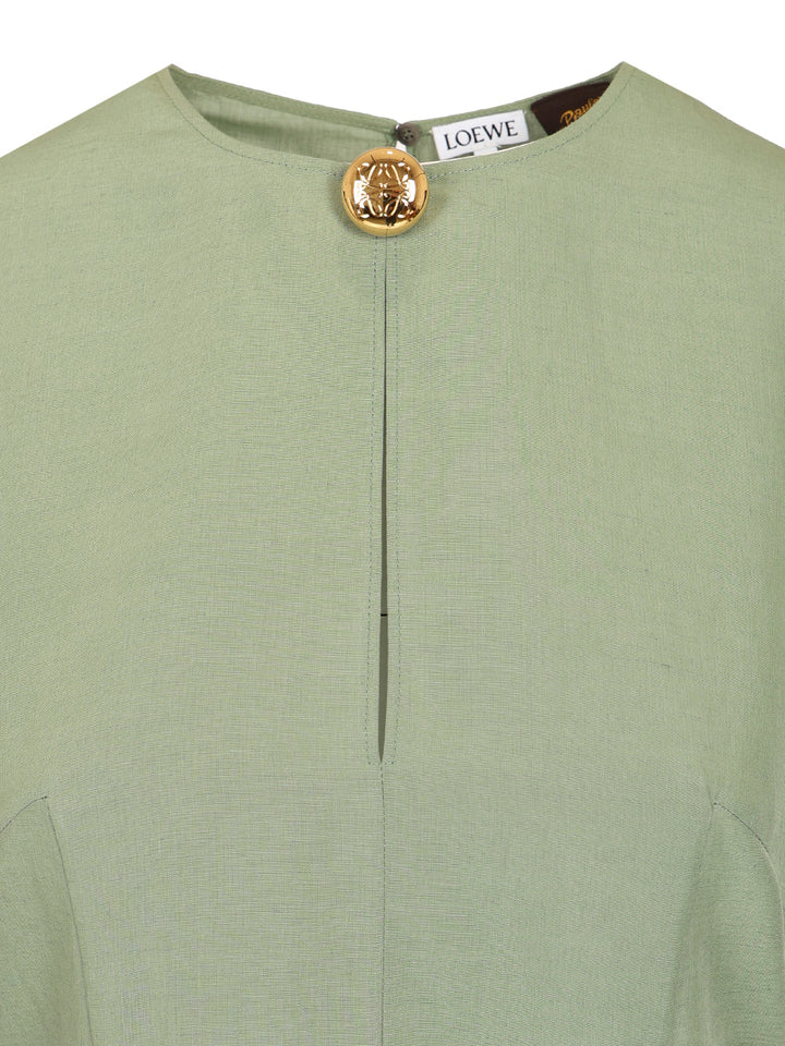 Loewe Pebble Dress In Viscose And Linen Dresses - Green | ddf38870afc7d30dd817f0cfbc31c4a3070d699e