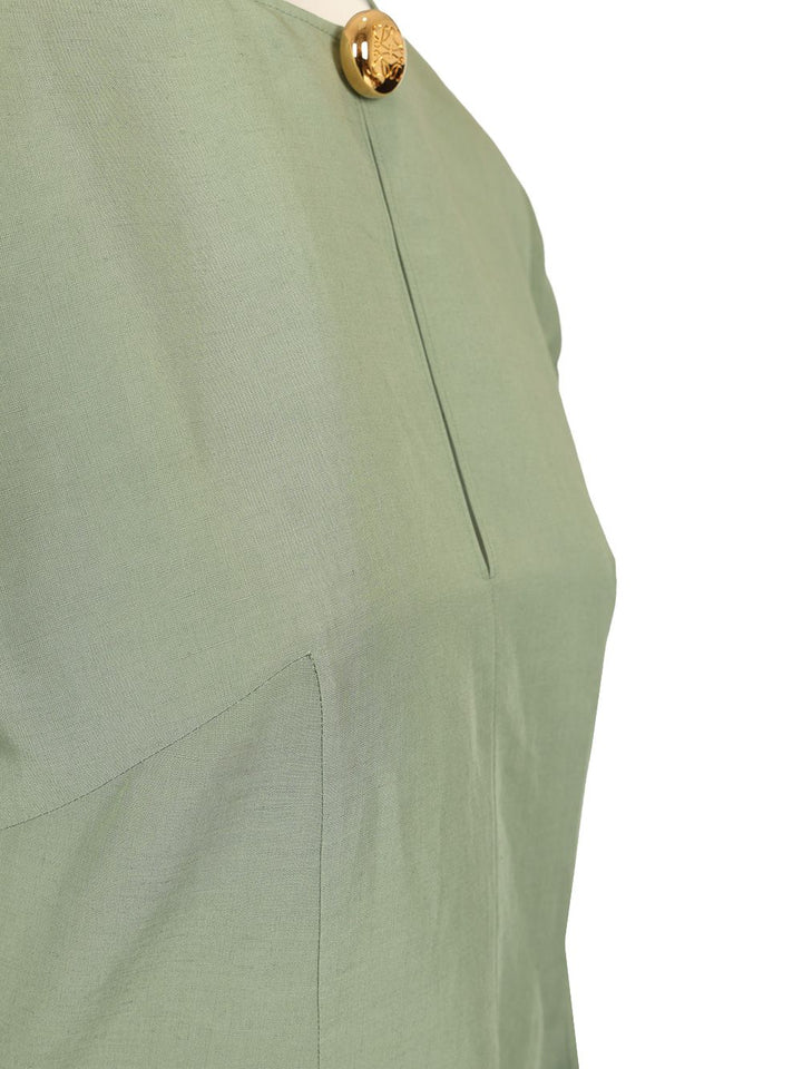 Loewe Pebble Dress In Viscose And Linen Dresses - Green | ed22d54bfbef27024fb64d034e11db5c43809283