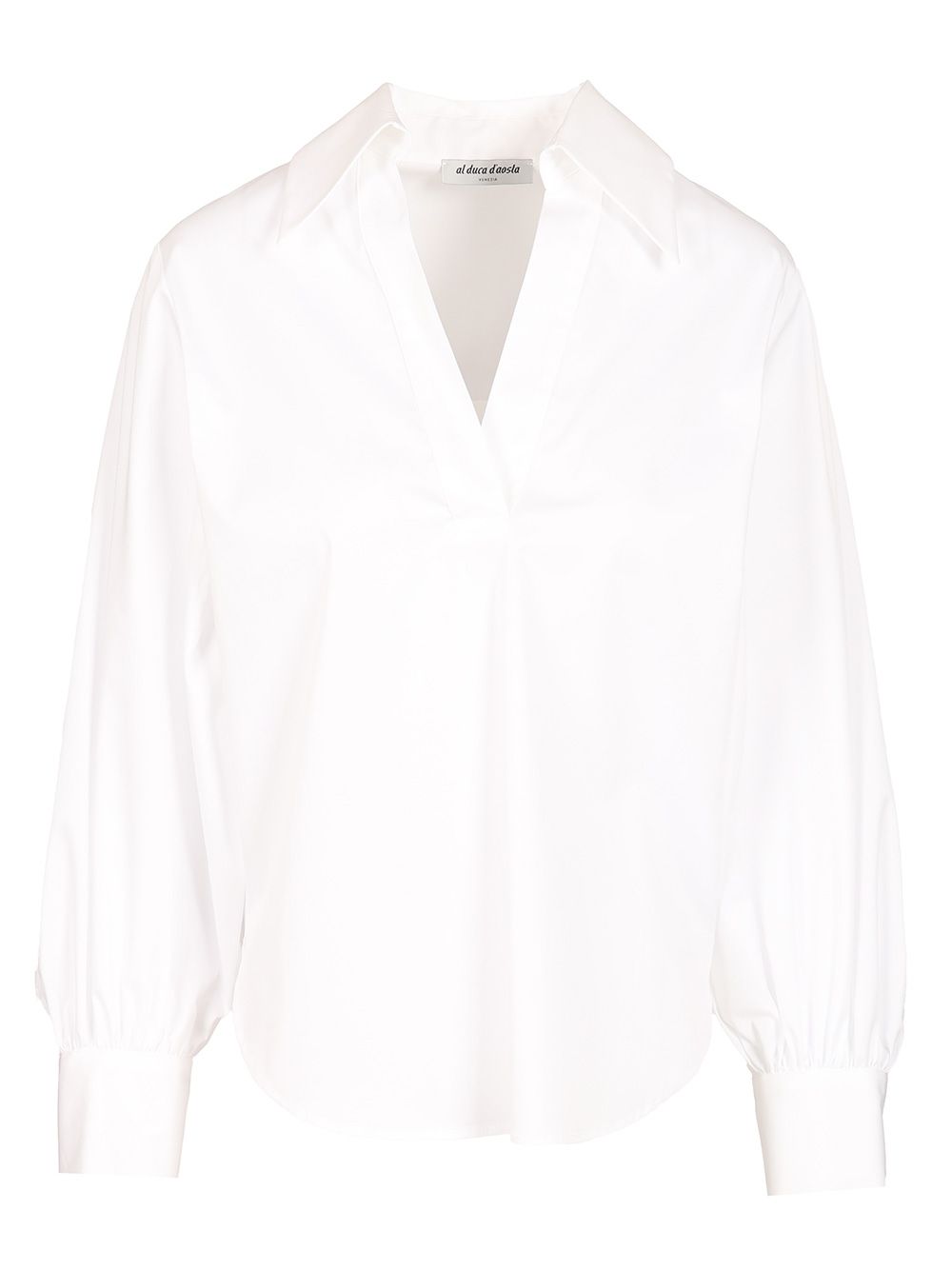 Al Duca D'Aosta Cotton V-Neck Top Tops - White | 978304b18599a09b8e6f2c967c9f77b54cd39c2c