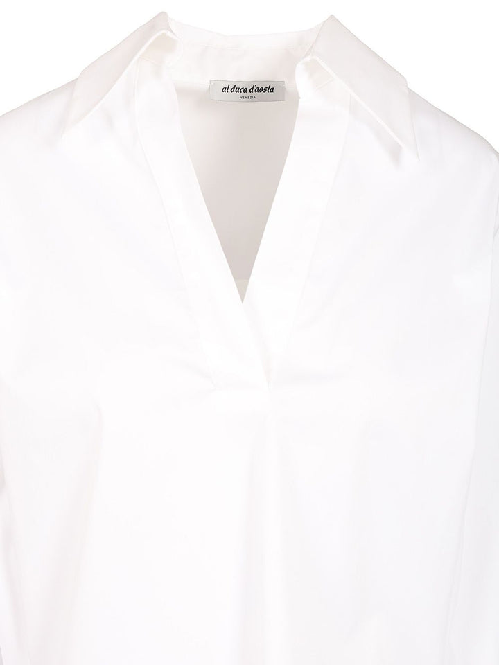 Al Duca D'Aosta Cotton V-Neck Top Tops - White | 8353b092c51d117f3d0acc5c65332fbb0a7093bf