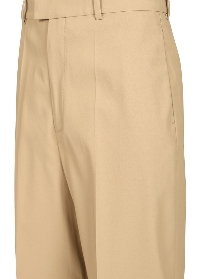 Bottega Veneta In Flowing Cotton Twill Trousers - Beige | 91f78043d0d702cb234b910756ad4681d3543d73