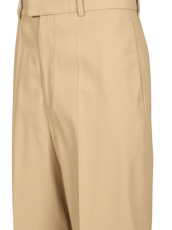 Bottega Veneta In Flowing Cotton Twill Trousers - Beige | d2e11050708a370c83c6031b9b63e3c897319d67