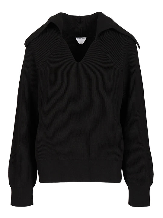 English Ribbed Cotton Sweater Knitwear Black