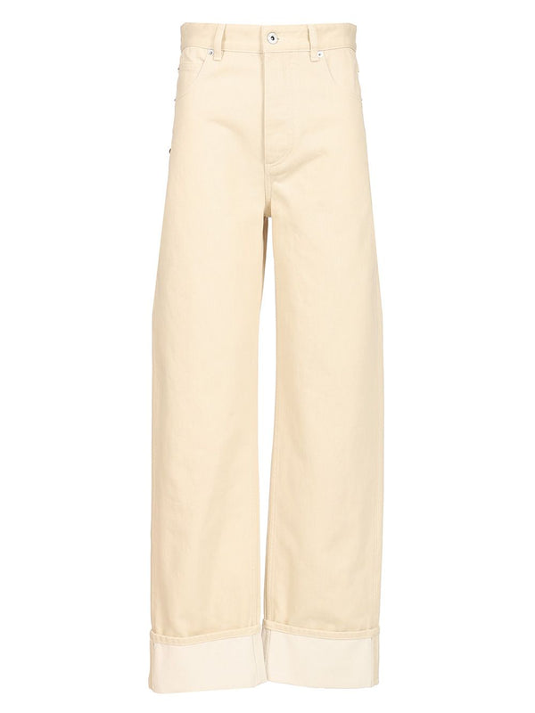 Contrast Cuff Jeans White