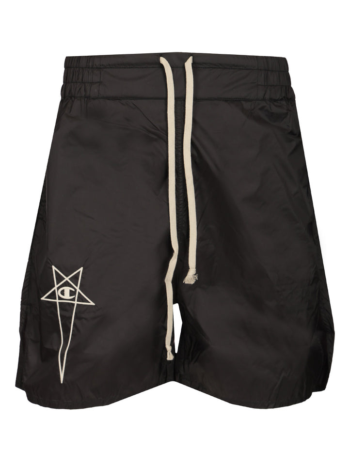 Rick Owens X Champion Bermuda Shorts With Drawstring Trousers - Black | d6c8b8e660db8f770b560b2f88081a4d8f39d6c4