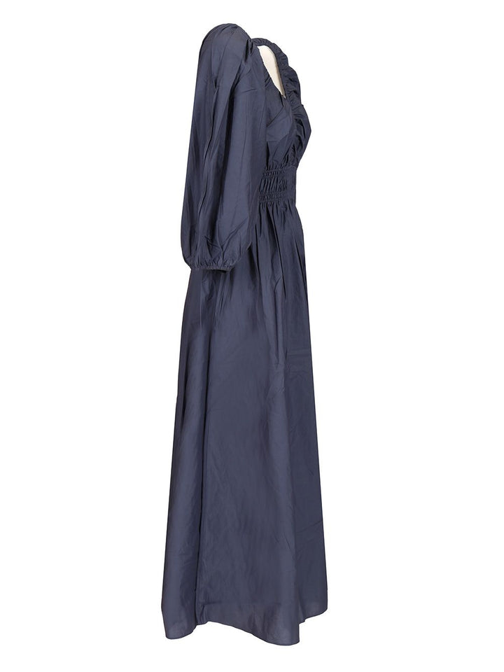 Matteau Shirred Plunge Button Dress Dresses - Blue | 3e2ebd9e6ebcee56d8966fdc95d108ac54bd1d9e