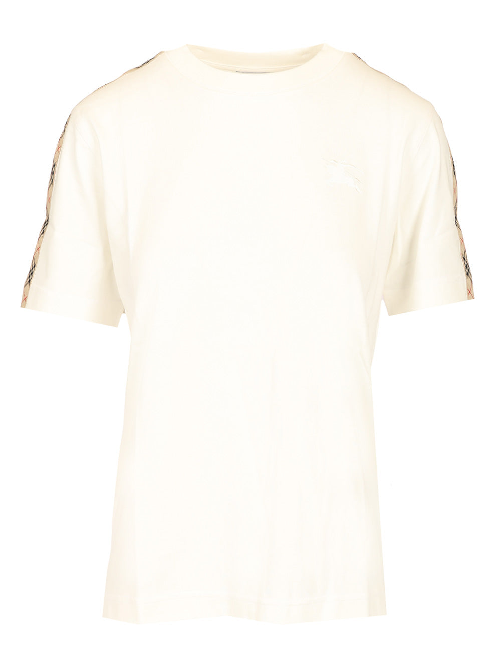 Burberry Cotton  With Check Trim T-Shirt - White | 57f954802cf1fa045336352e735964695a7d7fb0