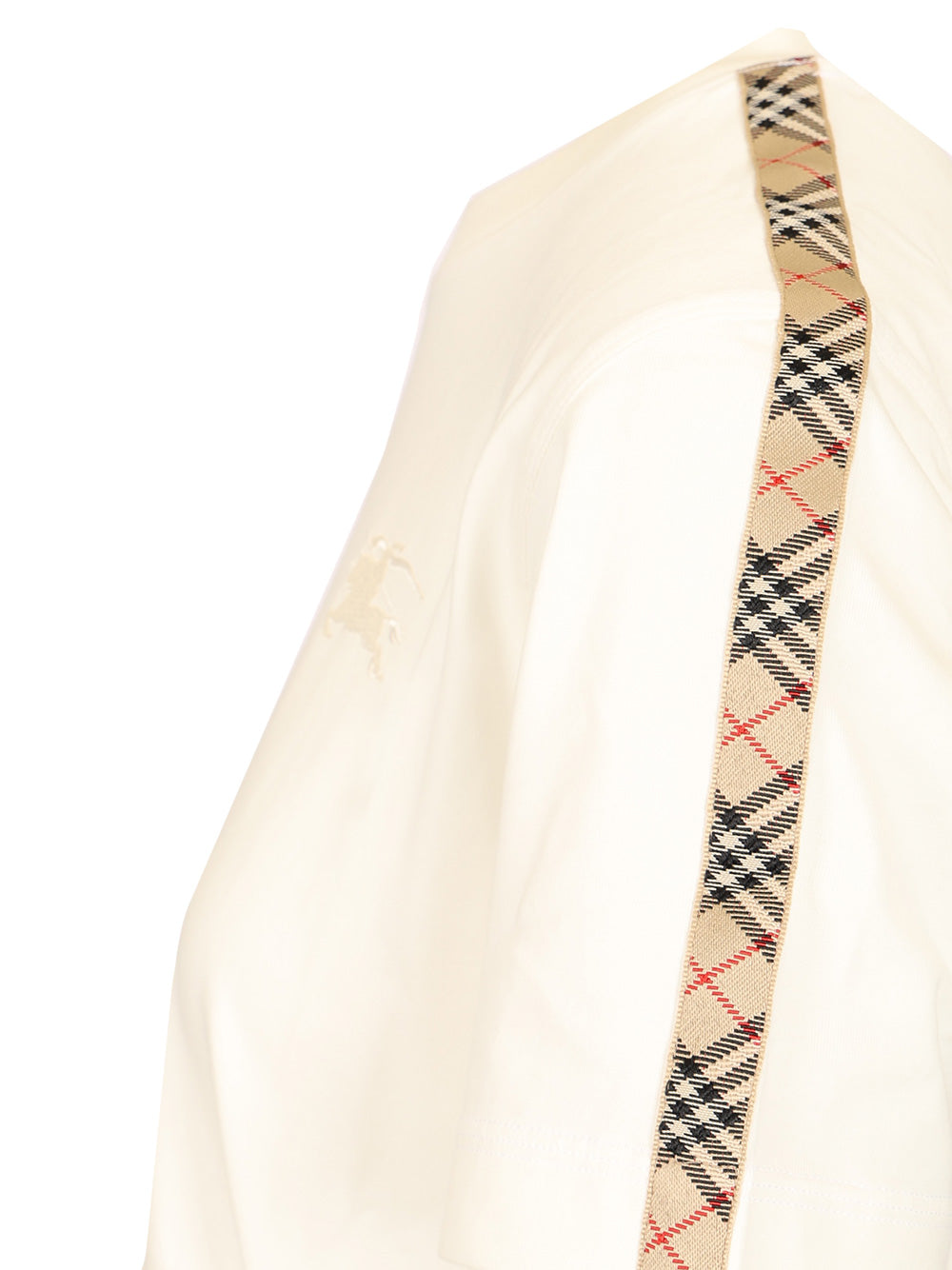 Burberry Cotton  With Check Trim T-Shirt - White | fcf1825982b284d502a1f64f6c14c0fbbad13a33