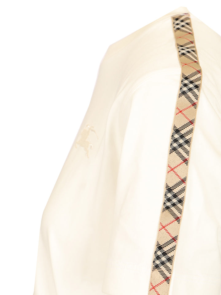 Burberry Cotton  With Check Trim T-Shirt - White | fcf1825982b284d502a1f64f6c14c0fbbad13a33