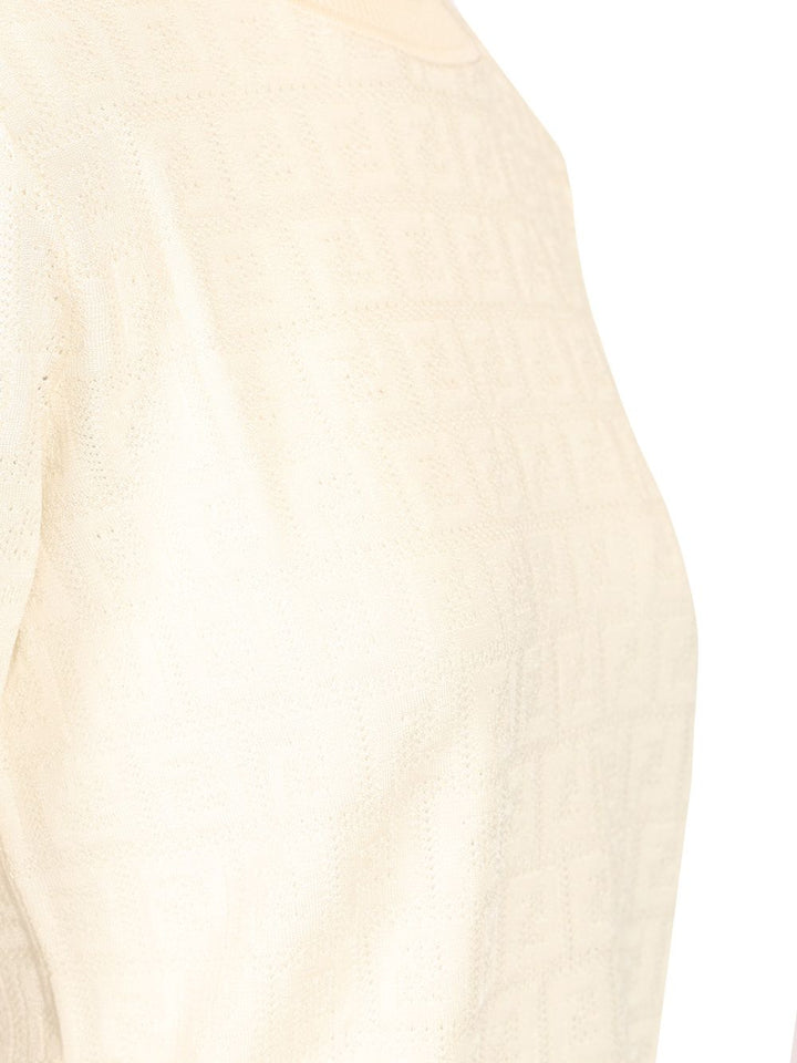Fendi Ff Cotton And Viscose Sweater Knitwear - White | 7732686a7d7460e7dc431943effea976fd35e777